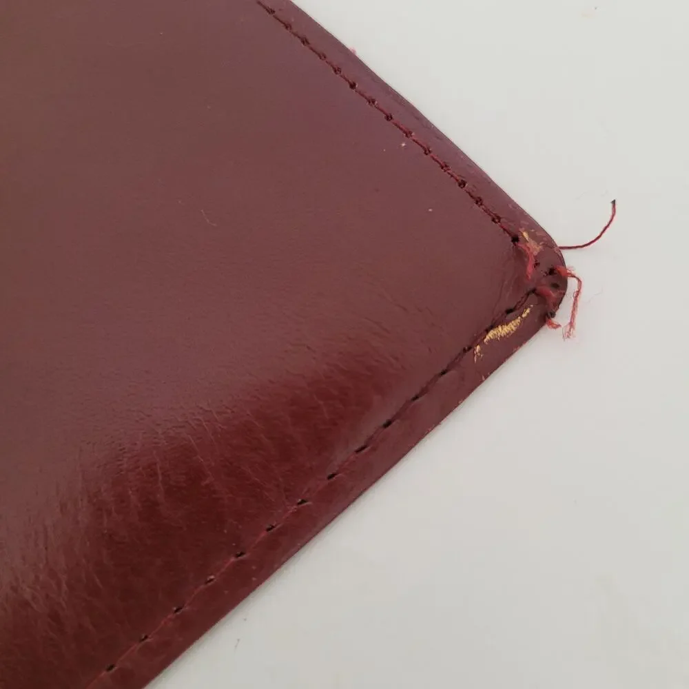 Cartier Vintage Bifold‎ Leather Bordeaux Red Wallet Large Credit Card Checkbook